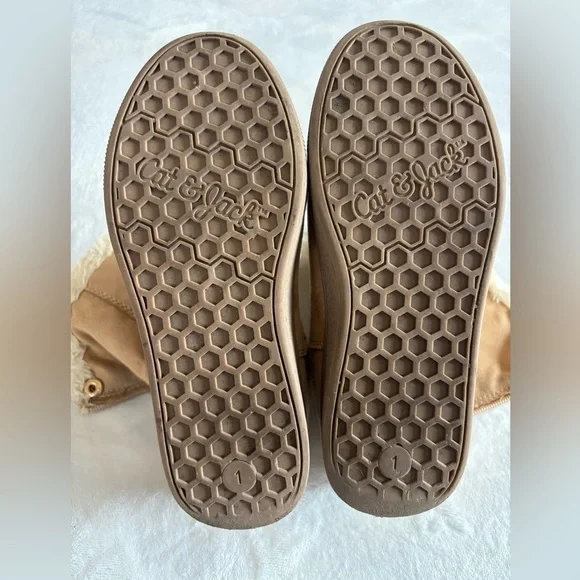 Cat & Jack Boots Youth Faux Fur Tan Winter Fold Over Convertible Zipper Size 1 - Picture 8 of 11